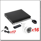 Проводной комплект видеонаблюдения для улицы - 16 HD AHD камер и видеорегистратор